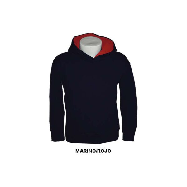 Sudadera junior con capucha bicolor unisex - Imagen 10